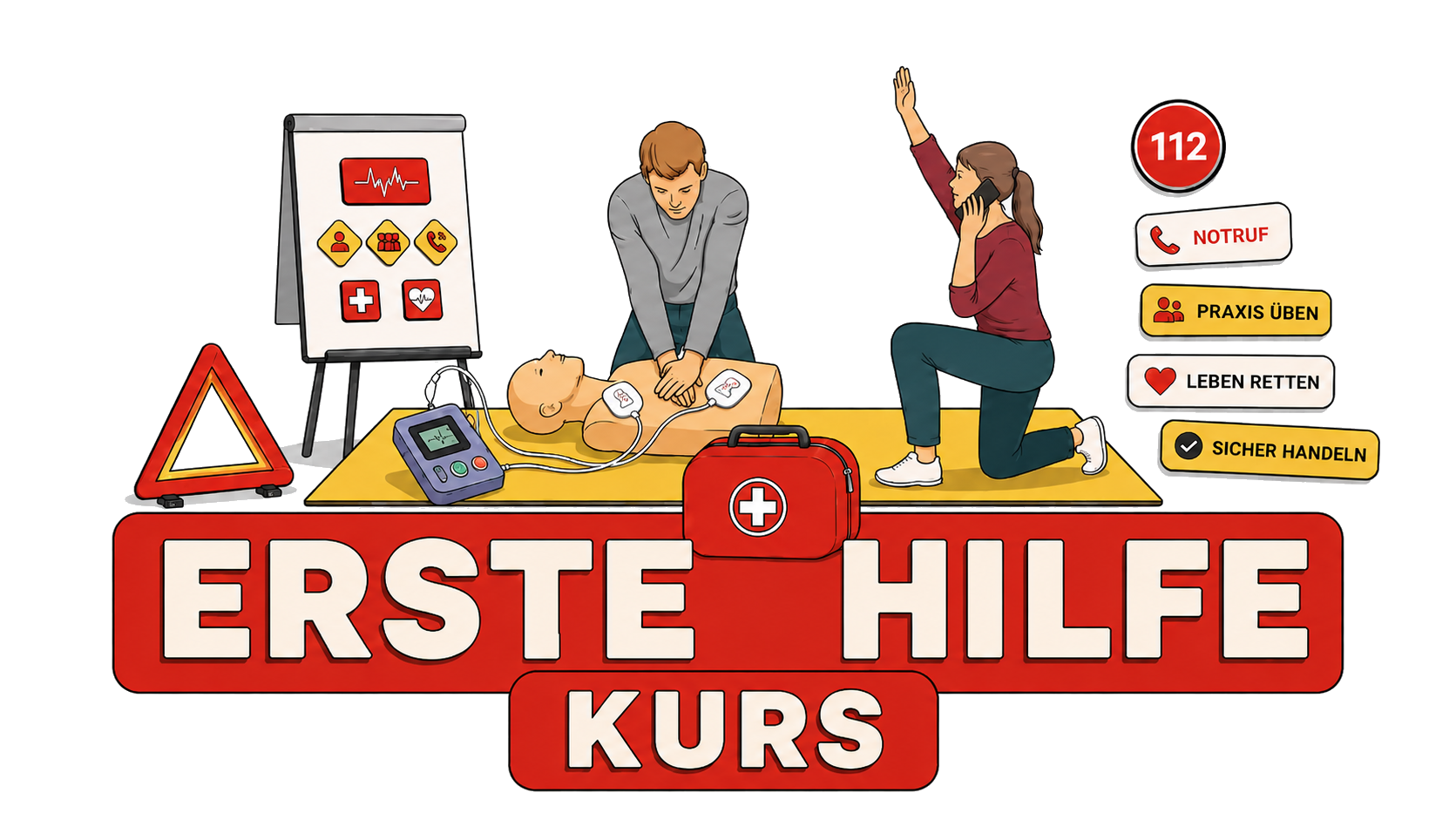 Erste Hilfe Kurs München mit Reanimation, Notruf und AED-Übung